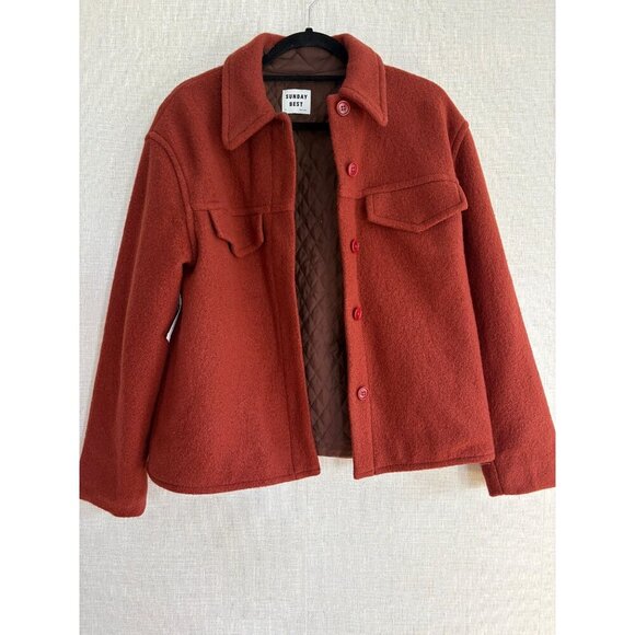 NWT Aritzia Sunday Best Rich Rust Color Merino Wool Shirt Jacket Small - Picture 3 of 8